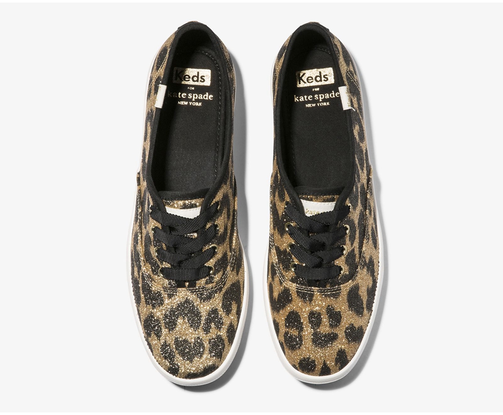 Zapatillas Keds Mujer Marrones - Kate Spade New York Champion Glitter Leopard - 874-MKAWLV